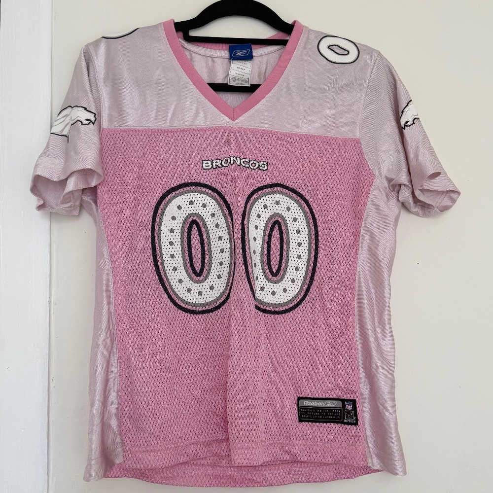 NFL Denver Broncos pink mesh v-neck jersey